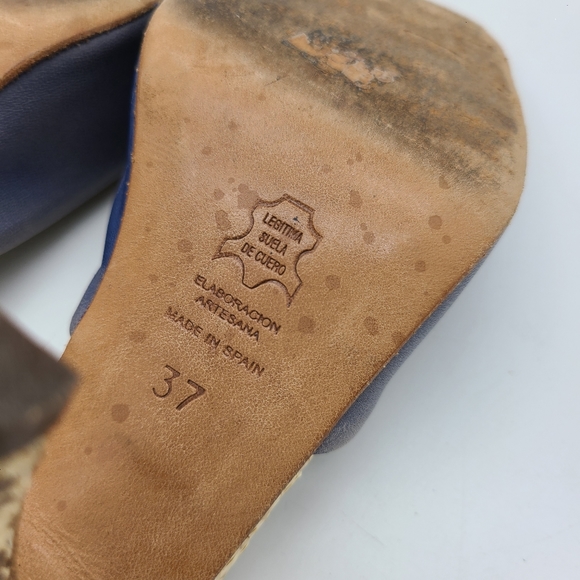 Pedro Morales Snake Print Leather Heel Slip-on Sandals - Picture 8 of 13